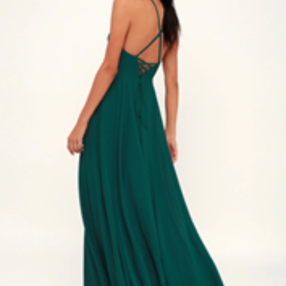 Remember Tonight Forest Green Lace-Up Maxi Dress - Picture 1 of 4